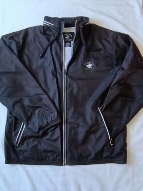 Beverly Hills Polo Club Men Black Zip-Up Windbreaker Jacket Size M.